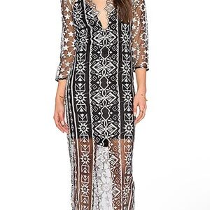 Jen’s Pirate Booty Maxi Dress Women M Black Lace Cover Up Boho Beach Whimsigoth